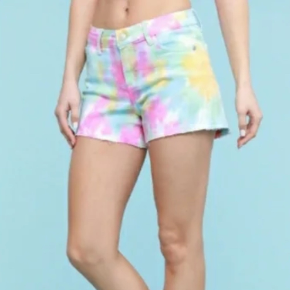 NWT Judy Blue Tie Dye High Rise / Waist Cotton Blend Shorts Size 1XL